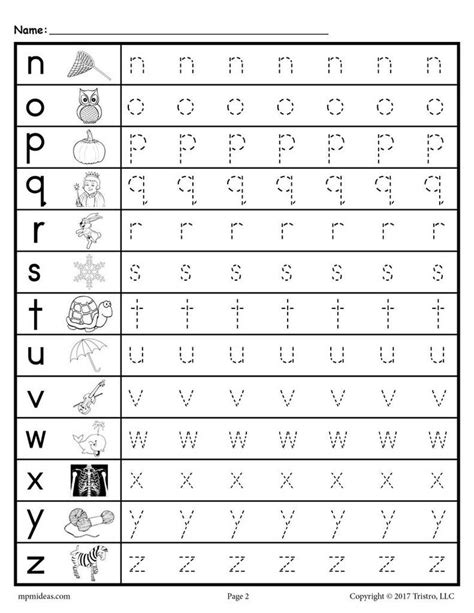 Lowercase Letters Writing Worksheet