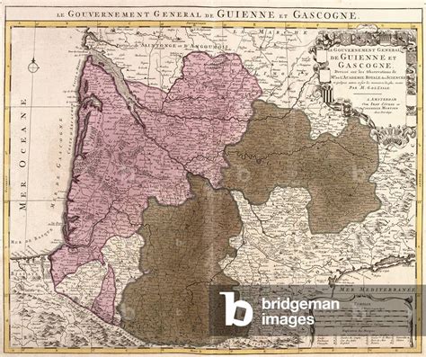 Map Of The Government Of Guyenne And Gascogne France Etching 1730