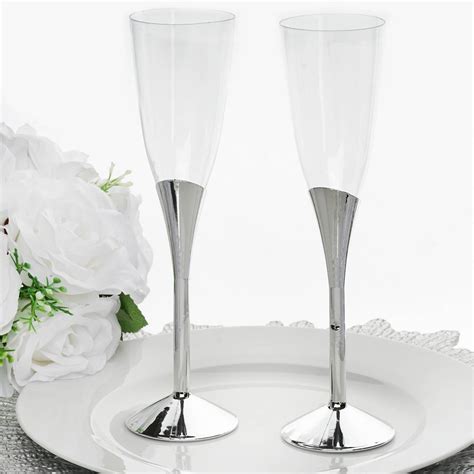 Buy Pack Oz Plastic Champagne Flutes Disposable Silver