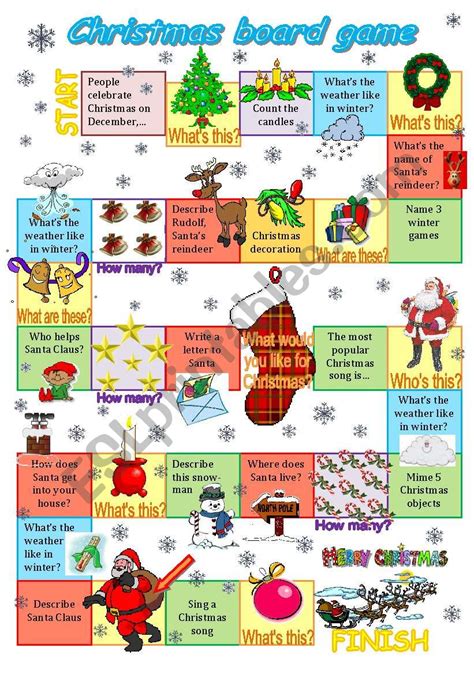 Christmas Board Game 2011 Esl Worksheet By Diana561