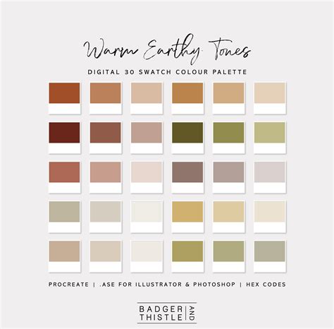 Warm Earthy Tones Digital Colour Palette Swatches Download Procreate