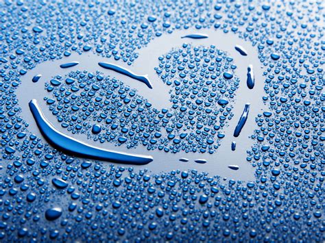Wallpaper Blue Water Drops Love Heart 2560x1600 Hd Picture Image