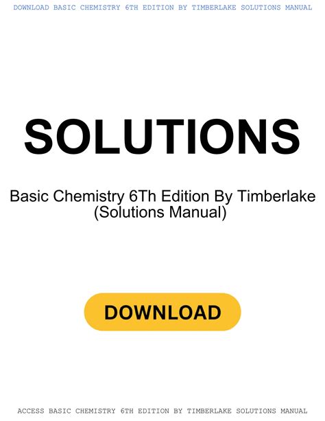 Basic Chemistry 6th Edition By Timberlake Solutions Manual By