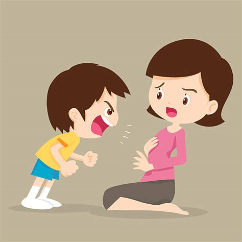 Angry Boy Shouting With Mom Illustrations Royalty Free Vector Graphics