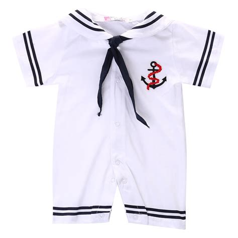 Navy Uniforms Summer Rompers For Baby Boy Kids Clothing Setsummer