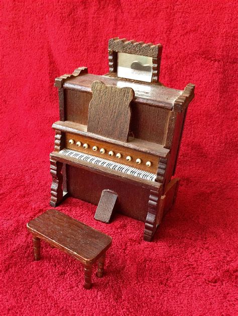 Miniature Wood Organ Music Box Musical Organ With Bench Love Story