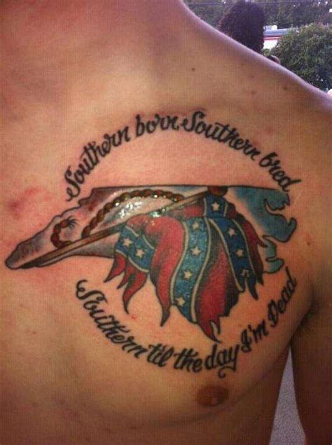 State Of Nc N Confederate Flag Tattoo On Chest Tattoos
