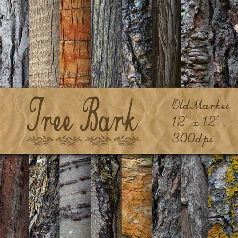 Tree Bark Digital Paper Wood Textures Wood Backgrounds Etsy Tree