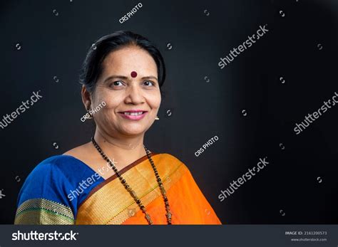 Portrait Happy Indian Woman Saree Stock Photo 2161200573 Shutterstock