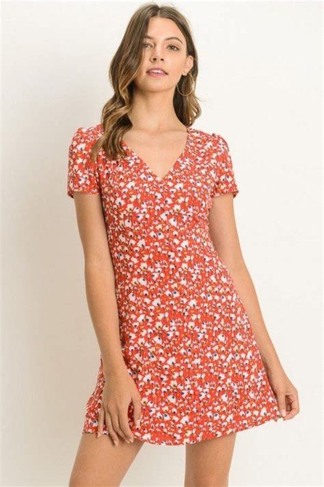 Red Floral Print Dress With Sleeves Unity Boutique Red Floral Print