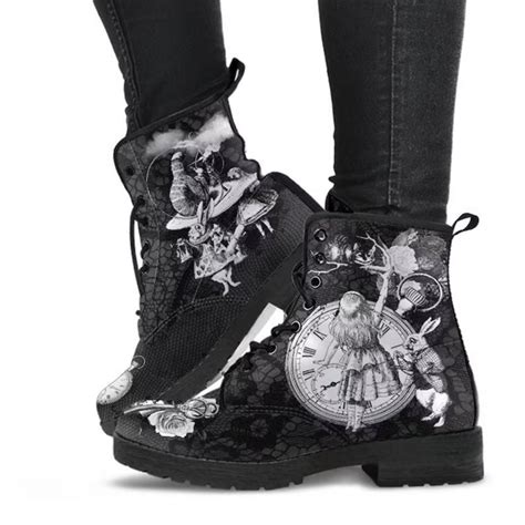 Alice In Wonderland Combat Boots Custom Sneakers Etsy