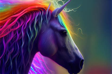 Premium Ai Image Realistic Rainbow Unicorn Ai Generated