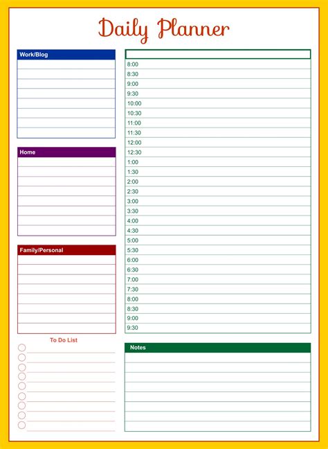 Printable Daily Schedule Silopecities