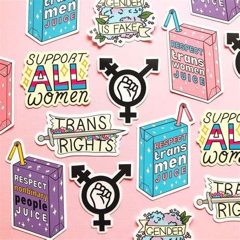 trans sticker pack 7 vinyl stickers jumbo fundraiser etsy in 2021 pride stickers vinyl