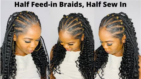 She S Olive On Twitter Half Feed In Braids Half Sew In With Curly Weave 2021 Protective