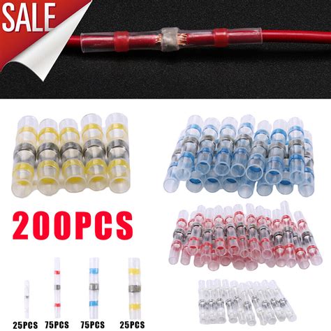 200pcs Solder Seal Heat Shrink Wire Connector Sleeve Kit Splice Butt
