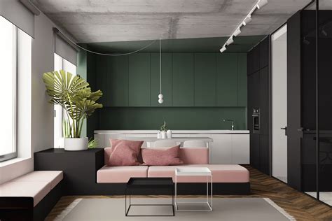 Great Inspiration Of Small Modern Studio Apartment Using Scandinavian Style And Open Plan Design