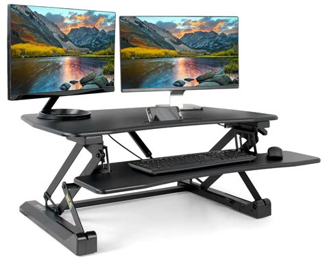 Vivo Black Height Adjustable Standing Desk 36 Tabletop Riser Sit Stand