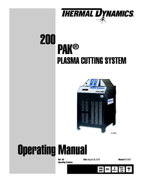 Thermal Dynamics Pak 200 Eng Om Service Manual Download Schematics Eeprom Repair Info For