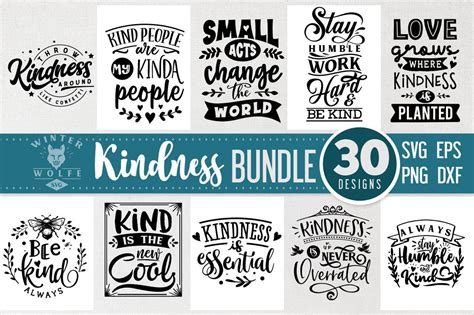 Kindness Bundle 30 Designs Svg Cut File Commercial Use Svg Etsy Diy