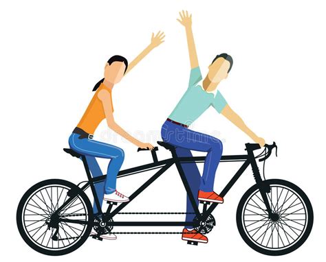 Couple Riding Tandem Bike Stock Vector Illustration Of Wave 61353098