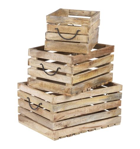 3pc Wooden Crate Rustic Wooden Storage Boxes