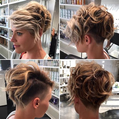 A pixie cut is a very short wispy hairstyle that can be textured and razored, and is short on the back and sides and usually longer on the top. Messy Wavy Textured Blonde Undercut Pixie - The Latest ...