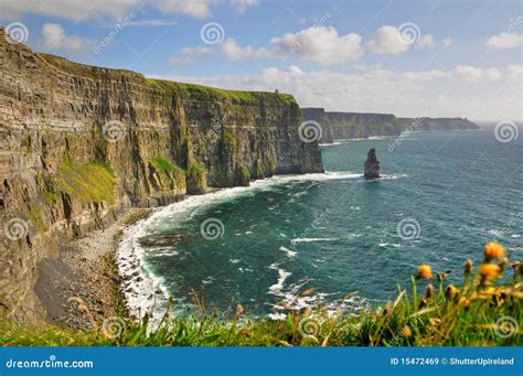 Cliffs Castle Tower West Coast Of Ireland Stock Image Image Of