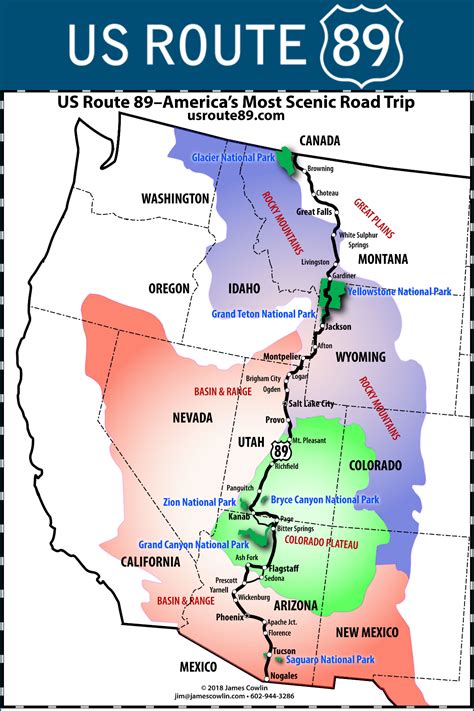 Americas Most Scenic Road Tripus Route 89 Official Map Scenic Road