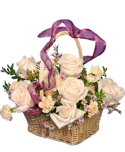 Rose Garden Basket Ivory Roses Arrangement In Denver Co Beautiful Blooms