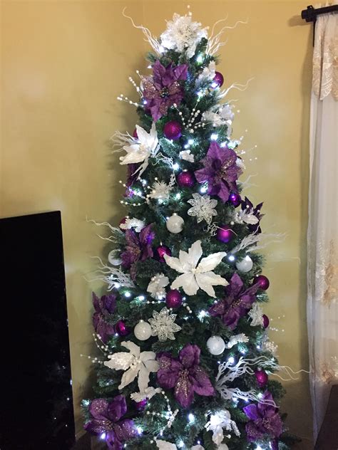 Perfect for events or promotion! 2016 Purple and white Christmas tree decorations | Purple ...