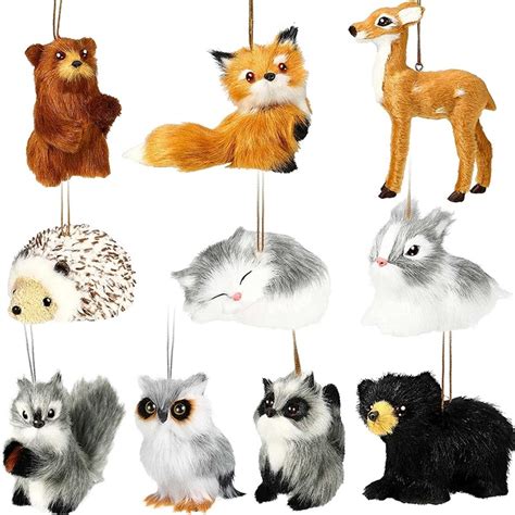 10 Pieces Of Stuffed Animal Decoration Woodland Furry Animal Ornaments