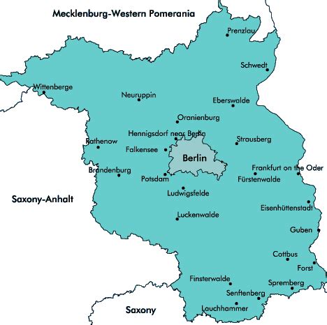 Brandenburg bundesland im osten von deutschland. Brandenburg Map