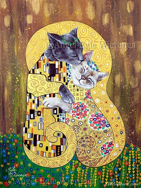 Giclée Prints And Canvases The Kitty Kiss The Kiss Klimt Wall Art Cat Art Please Read