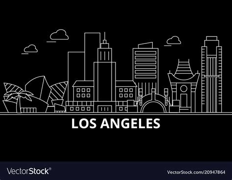 Los Angeles City Silhouette Skyline Usa Los Vector Image