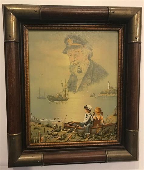 Vintage Signed C Carson Oil Painting Sea Captain Maritime Old Ship