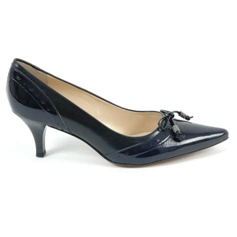 Ploen Womens Kitten Heel Shoes In Navy Leather Kitten Heels Heels