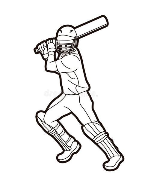 Caricature Daction Du Joueur Sportif Batteur De Cricket Graphique D
