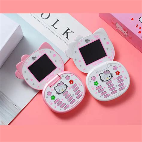 Hello Kitty K688 Cute Mini Girl Phone Quad Band Flip Cartoon Mobile