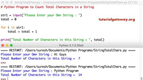 Python Program To Count Total Characters In A String