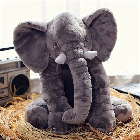 60cm Height Large Plush Elephant Doll Toy Soft Kids Sleeping Back