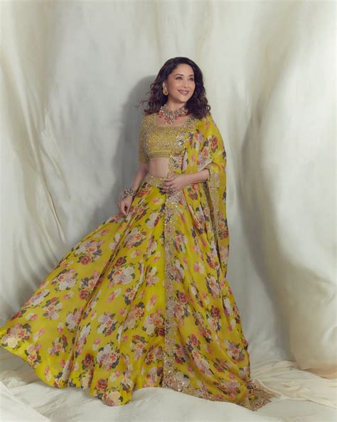 Madhuri Dixit Nenes Pop Hued Lehenga Is For The Bride Who Loves Colour