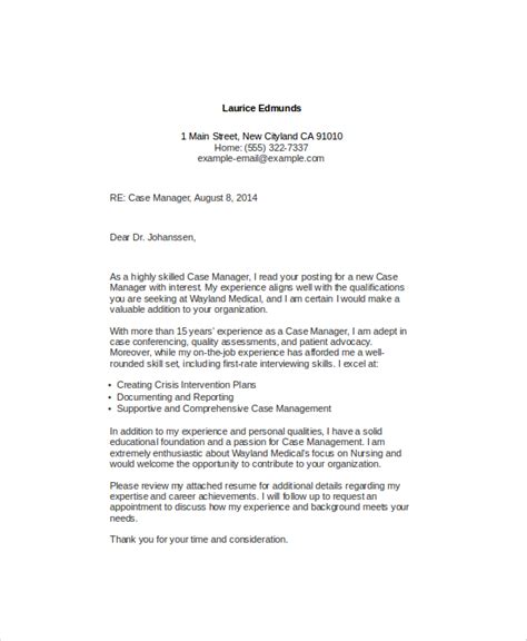 Case Manager Cover Letter Template Examples Letter Te