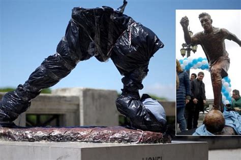 Lionel Messis Statue Vandalised In Buenos Aires Argentina