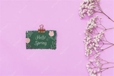 Premium Psd Flat Lay Spring Mockup With Card