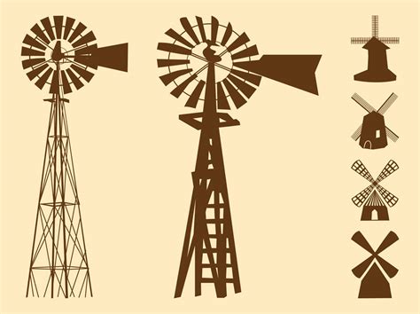 Windmills Silhouettes Vector Art And Graphics