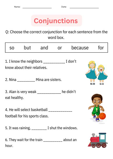 Printable Conjunctions Worksheets Posters For St Grade Daily Grammar Practice Made By Teachers