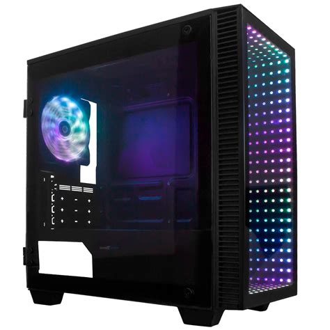 Gabinete Game Factor CSG560 Optical LED RGB Infinity Mirror Micro ATX