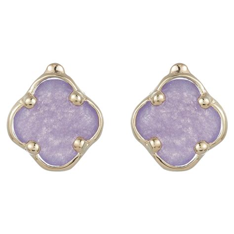 New K Yellow Gold Ctw Square Cabochon Natural Purple Amethyst Stud