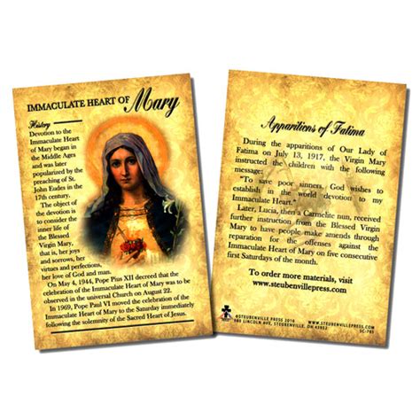 Immaculate Heart Of Mary Faith Explained Card 4 X 6 Scb785 F